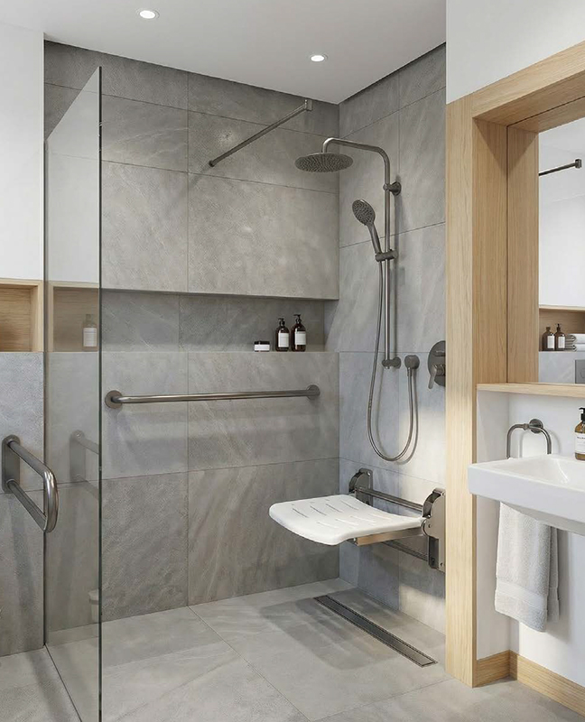 Douche de plain-pied securisée pour le maintien à domicile, Lyon.